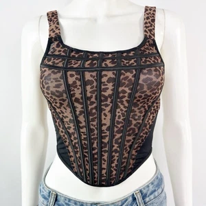 Fredericks of Hollywood ALANZA Leopard Print Corset Top Size S Sexy Clubwear - Picture 1 of 7