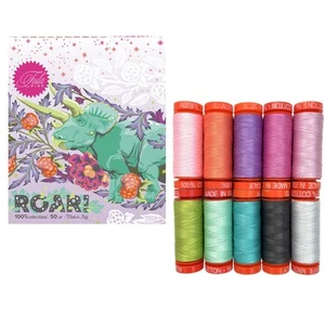Roar Thread 50 wt Cotton 10 Small spools by Tula Pink TP50RC10, assorted - Picture 1 of 1