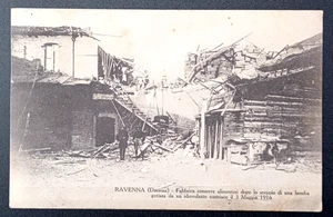 CARTOLINA RAVENNA FABBRICA ESPLOSIONE AEREO AUSTRIACO BOMBARDAMENTO AERONAUTICA - Imagen 1 de 2
