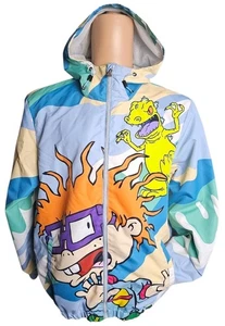 Members Only Nickelodeon Rugrats Allover Windbreaker Jacket Men L Y2K Cartoon - Picture 1 of 14