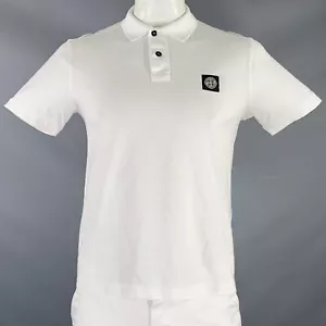 STONE ISLAND Größe L Weiß Baumwolle Halb Schlitz Polo - Bild 1 von 12