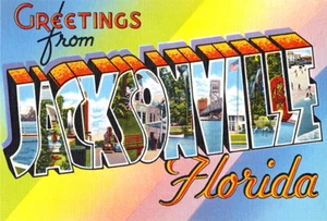 Greetings From Jacksonville, Florida - 1930's - Vintage Postcard Poster - Picture 1 of 1