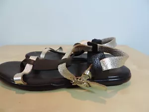 Hogan Damen Sandalen braun & gold weiches Leder Designer Schuhe 7 1/2 - Bild 1 von 7