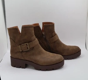 ZODIAC Womens Brown Cut Out Miller Round Toe Block Heel Leather Boots Shoes 8 M - Bild 1 von 4