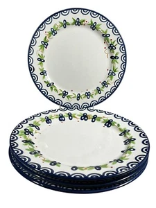 Pfaltzgraff Everyday Sommersby 10 7/8” Ceramic Dinner Plates Set of 4 White Blue - Picture 1 of 8