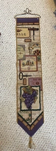 Wine Cellar Tapestry Wall Hanging Tassel metal hanger 9x41 - Picture 1 of 7