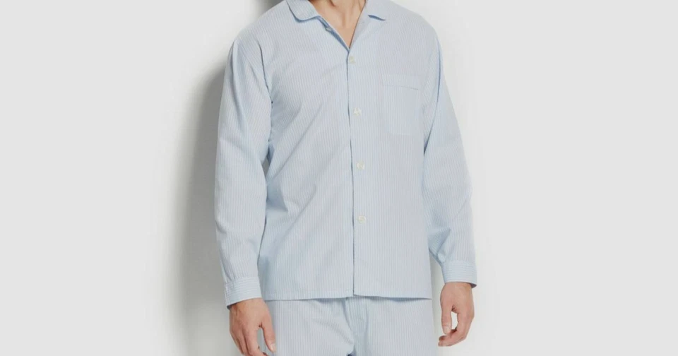 $60 Club Room Hombres Azul Rayas Manga Larga Cuello Camisa para Dormir Prendas para Dormir Talla S Foto 1 de 1