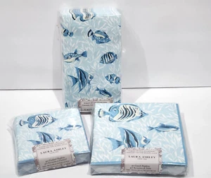 Laura Ashley Coastal Sealife Fish Luncheon Cocktail Guest Paper Napkins - Picture 1 of 8