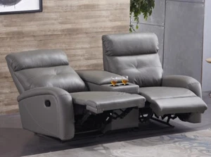 Ledersofa 2-Sitzer mit Getränkehalter, manuell & elektrisch, 5130-Cup-2-0326 - Bild 1 von 12