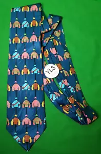 Jocky With Hats Blue & Multicolor Mens Novelty Tie, Equestrian, Horse Races - Picture 1 of 3