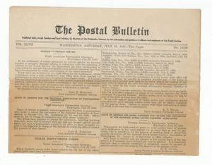 15 - US POSTAL BULLETIN, JUL 24th, 1926. In Good Condition! - Picture 1 of 1