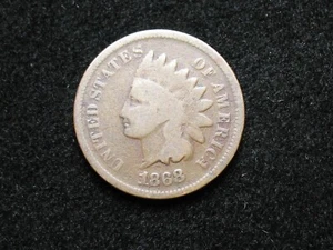 💰 OLD COIN SALE! 💰 GOOD+ 1868 KEYDATE INDIAN HEAD CENT PENNY LOT 115us 🔥 - Picture 1 of 2