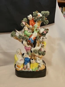 Chinese Luck Tree Of Prosperity W/key Porcelain Excel. Cond. Craines And Coins - Picture 1 of 18