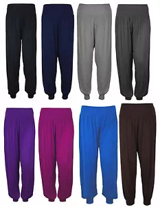 WOMENS FULL LENGTH ALI BABA HAREM PANTS HAREEM TROUSERS BAGGY LEGGING SIZES 8-16 - Picture 1 of 8