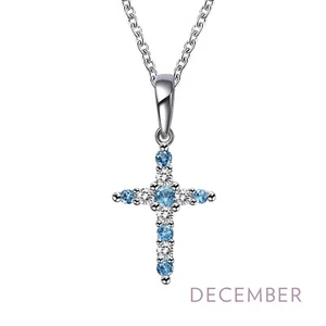 *BRAND NEW* Genuine Blue Topaz Simulated Diamond December Birthstone Necklace - Picture 1 of 2
