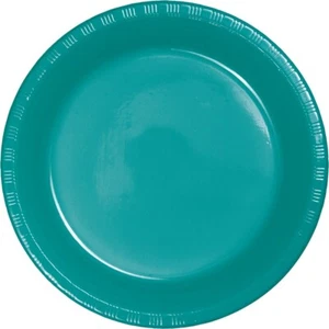 Small 7" Plastic Disposable Plates -Vibrant Solid Colors Appetizer Dessert Party - Picture 1 of 22