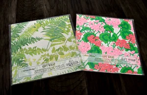 Papier Geschenkpapier ROSA BLUMEN GRÜN FARN Muster 2 Vintage ALLE ANLÄSSE 2 Blatt pro Stück - Bild 1 von 2