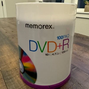 Memorex DVD+R 16x speed 4.7 GB Recordable Discs Disks 100 Pack Spindle NEW - Picture 1 of 3