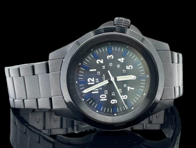 TOLLE  HERREN QUARZ  UHR EDELSTAHL SCHWARZ MIT " VERSETZER "  KRONE# SCHMUCKJAGD - Bild 1 von 4