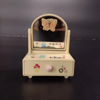 Caja de baratijas Sanrio de colección mini tocador casa de muñecas espejo real 1978 Japón Foto 1 de 4