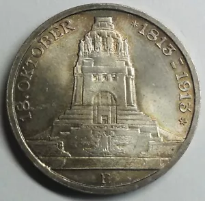 Empire, Saxony 3 Mark 1913 E Battle of the People's Monument vz-st with capsule - Picture 1 of 4