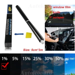 0.5*3m Window Tint Film Roll 99% UV Reject 1% Heat Shield Car Privacy Film Set - Picture 1 of 6