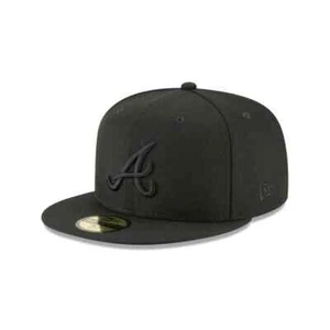 Authentic New Era MLB On-Field 59Fifty Fitted Cap Atlanta Braves Black/Black - Picture 1 of 2