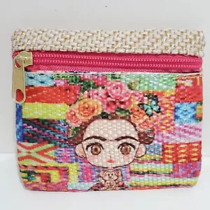 FRIDA Mexican Handmade Knit Fabric Coin Purse Artesanal Colorful Boho - Picture 1 of 6