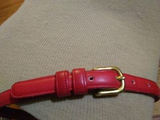 Vtg made in Nyc Coach Red Gloved Tanned Cowhide with Solid Brass Buckle size 26