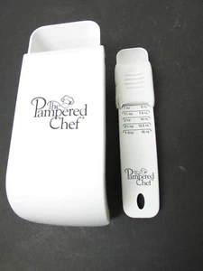 Lot of 2 The Pampered Chef Adjustable Plastic White Measuring Cup Spoon Slide - Picture 1 of 13