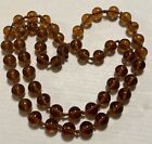 Beautiful Vintage Butterscotch Brown Antique Glass Beads Slip On Necklace