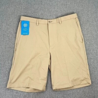 New! HAGGAR Mens Khaki Shorts Expandable Waist $55 Cool 18 Pro UV Sun Protection - Image 1 of 4