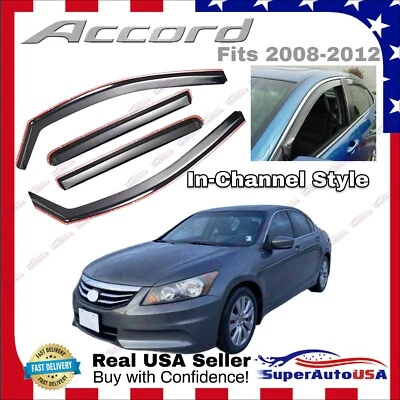 Para Honda Accord 2008-2012 Ventilación en canal Ventana Visera Lluvia Protector Solar Deflector Foto 1 de 4