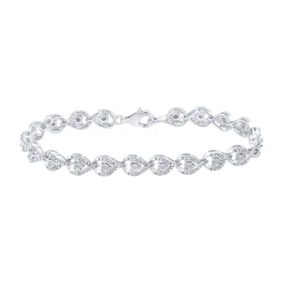 Brazalete de plata de ley para mujer redondo de diamantes de moda 1/4 Cttw Foto 1 de 2