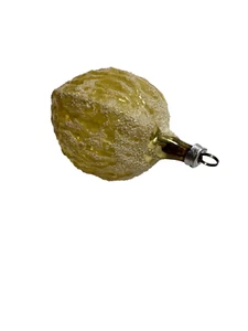 Weihnachtsschmuck Nussbaum mundgeblasenes Glas mit Glimmerdetail West Germany - Bild 1 von 4