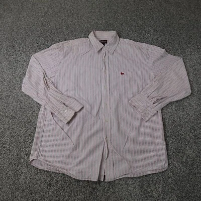 Camisa Aeropostale Para Hombre Grande Blanca Rosa Perro Manga Larga Abotonada Informal Preppy Foto 1 de 4