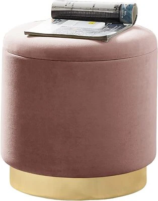 Zylindrischer Samthocker Sitzhocker mit Stauraum rund,Fußbank Hocker37x37x41.5cm - Bild 1 von 3