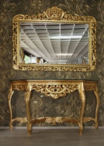 Riesige Casa Padrino Barock Spiegelkonsole Gold / grüner Marmor Spiegel Konsole - Bild 1 von 1