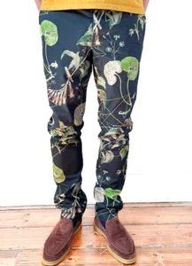 Paul Smith Jeans - Green Botanical Print Men’s Trousers - Size 32 R - NWOT - Picture 1 of 9