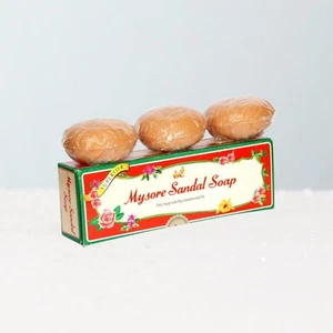 Mysore Sandal Soap 150g - 3 Bars in Gift Box - 100% Pure Sandalwood Oil - Picture 1 of 11