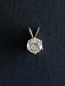 Gold Plated Solitaire Pendant with Clear Stone - Picture 1 of 4