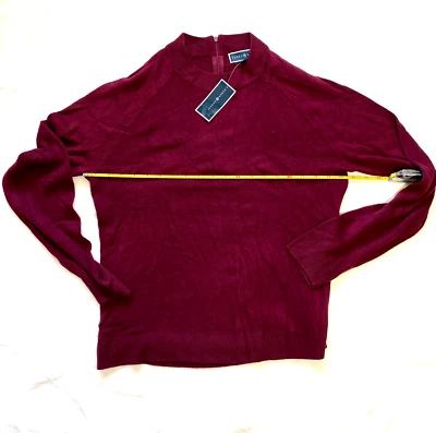 Estilo Retro Borgoña Suéter Simulado Cuello Tortuga Cremallera Acrílico L Nuevo Con Etiquetas Karen Scott Foto 1 de 4
