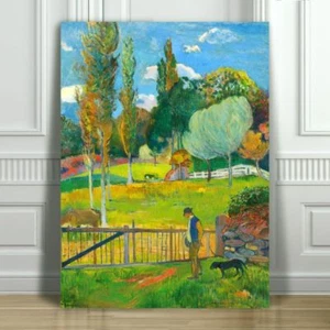 PAUL GAUGUIN - Paysage - Man & Dog CANVAS ART PRINT POSTER - 12x8" - Picture 1 of 1