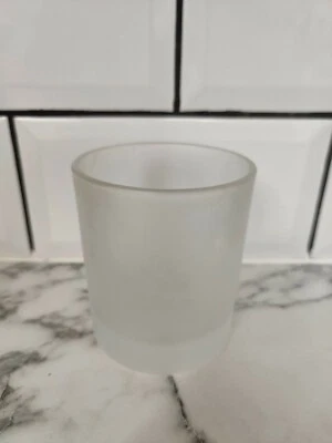 Heavy Frosted Glass Empty Candle Jar - Image 1 of 4