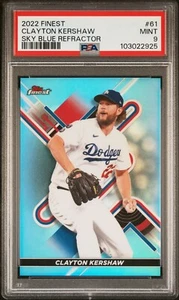 Clayton Kershaw 2022 Topps Finest Sky Blue Refractor 48/300 PSA 9 - Bild 1 von 2