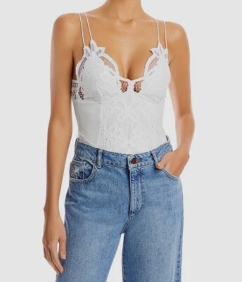 Free People Intimately FP Adella Lace Thong Bodysuit In White Sz Small NWT $98 - Image 1 of 4