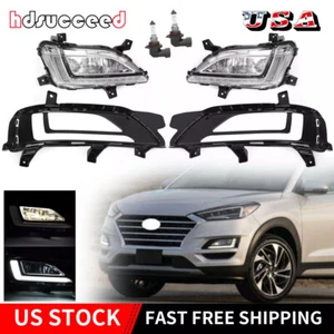 Front LED DRL Fog Lights Bumper Lamps L&R with Bulb Fit Hyundai Tucson 2019-2020 - Picture 1 of 13