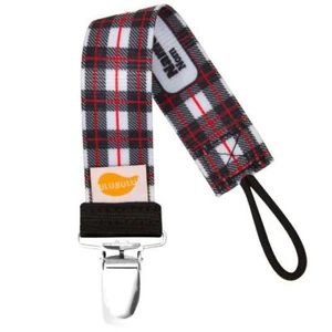 Black Plaid Pacifier Clip - Ulubulu Hunting Binky Clip works with all pacifiers - Picture 1 of 3