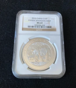2010 China Silver Panda Shanghai Mint 10 Yuan NGC MS 69 - Picture 1 of 2