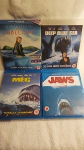 4 🦈 SHARK FILM'S BLU-RAY:DEEP BLUE SEA+JAWS+THE MEG+THE SHALLOWS(NEW) - Picture 1 of 6